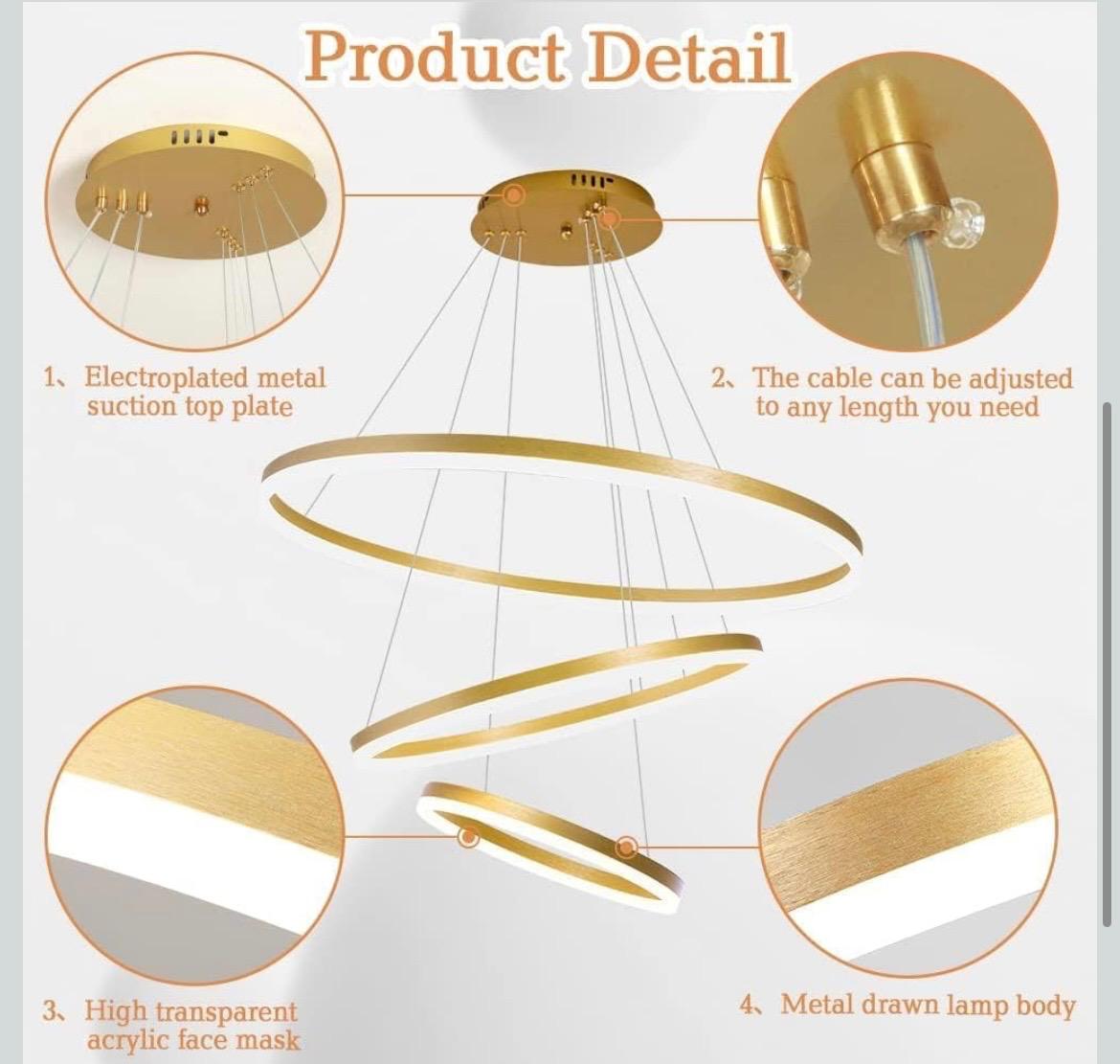 3 Ring Modern LED Chandelier Ceiling Lamp - Image 5