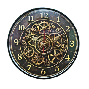 Vintage Wall Clock Gear Print